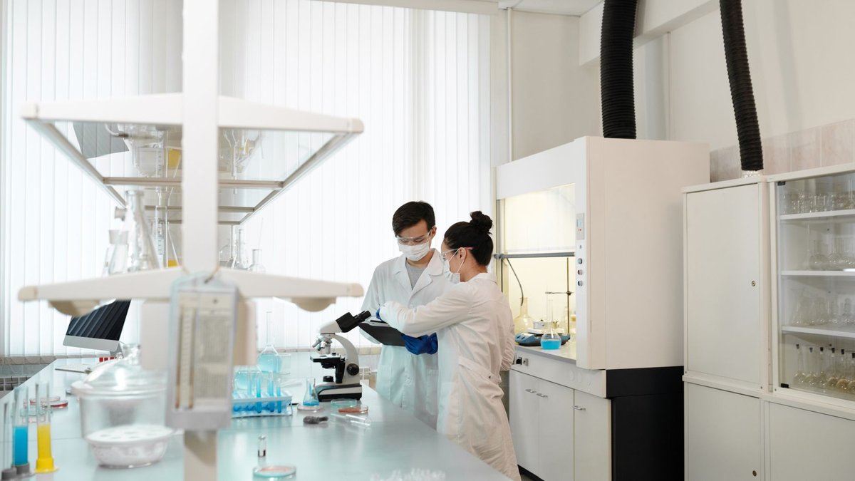 Researchers working in a laboratory